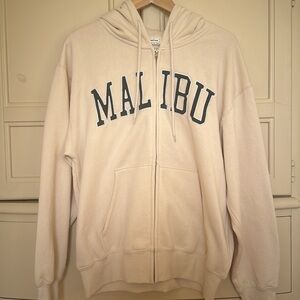 Reflex Life Is Out There Cream Zip Hoodie MALIBU Green & White Size Large